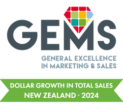 Dollar Growth In Total Sales - New Zealand - 2024, GEMS (General Excellence in Marketing & Sales) award badge
